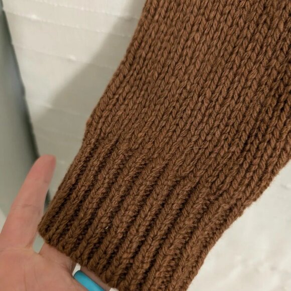 Coach penguin sweater womens  100% wool brown yellow fair isle intarsia ski - Picture 5 of 7